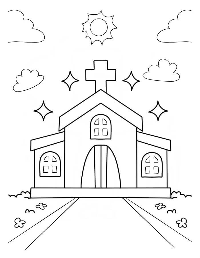 Çocuklar İçin Bedava Kilise Boyama Sayfası