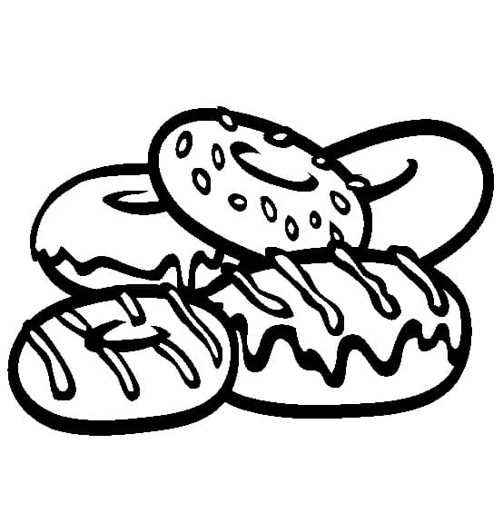 Çocuklar İçin Donutlar Boyama Sayfası