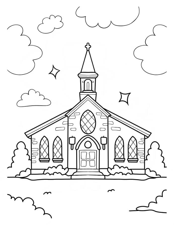 Çocuklar İçin Kilise Boyama Sayfası