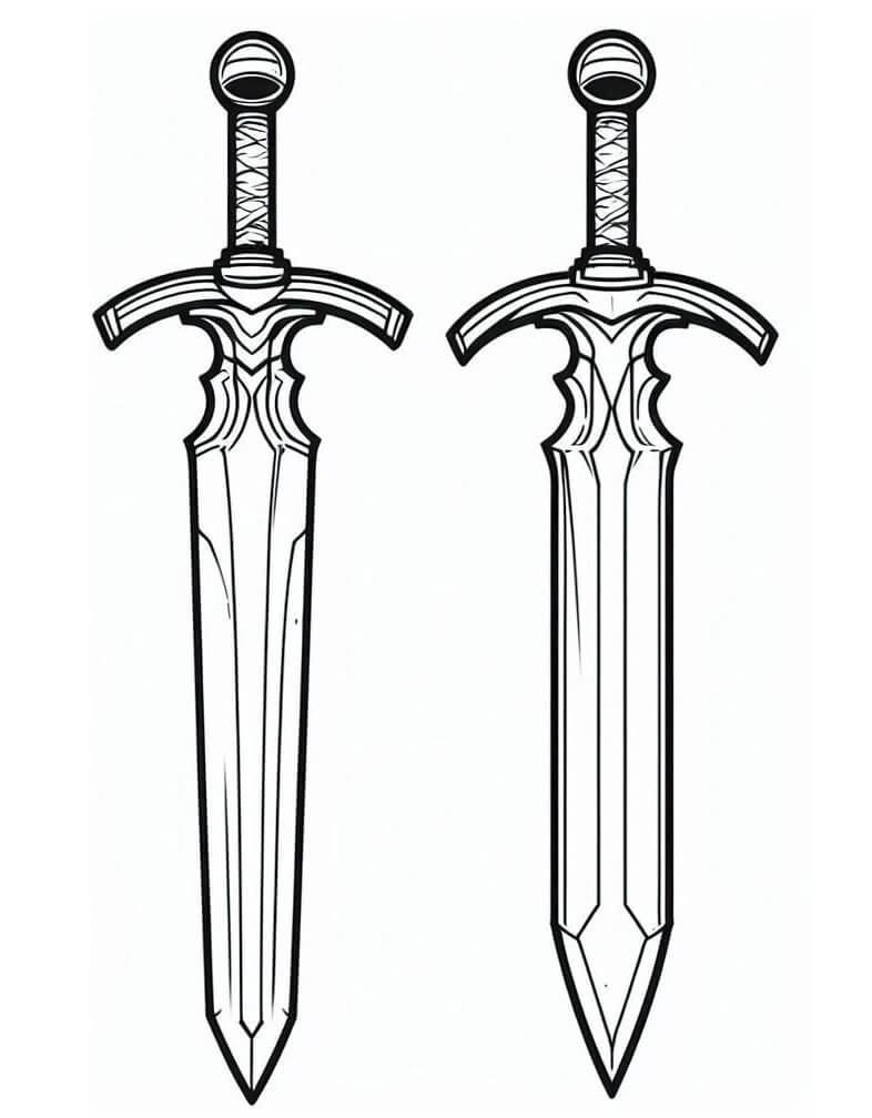 Çocuklar İçin Ücretsiz Kılıç Boyama Sayfası
