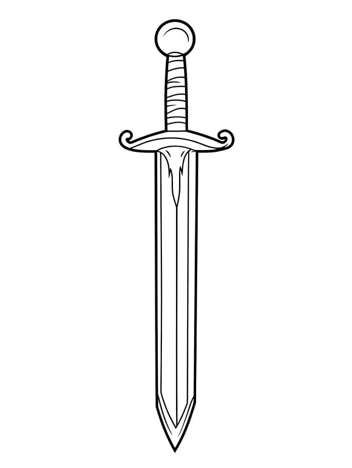 Çocuklar İçin Yazdırılabilir Kılıç Boyama Sayfası