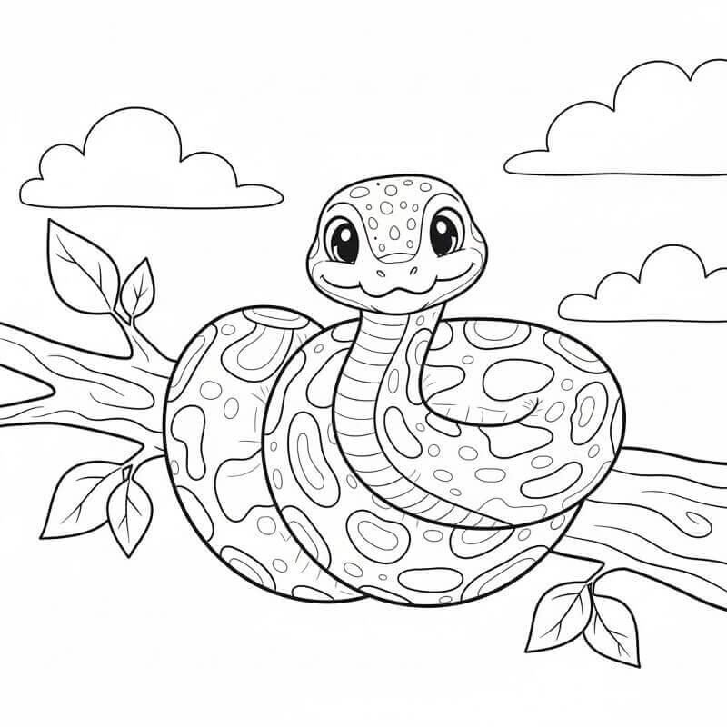 Çok Sevimli Yılan Boyama Sayfası