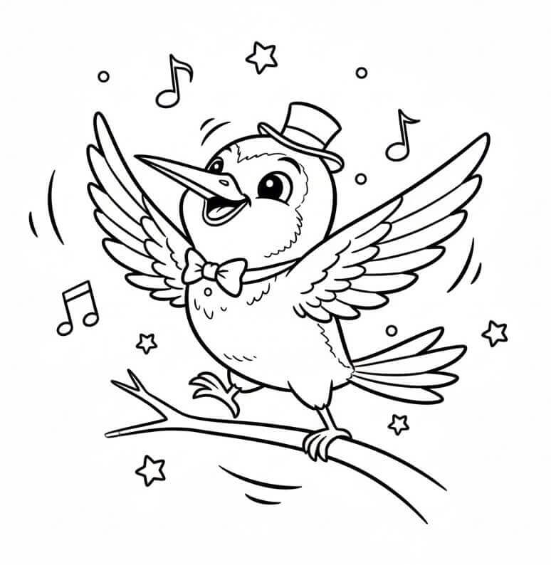 Dans Eden Sinekkuşu Boyama Sayfası