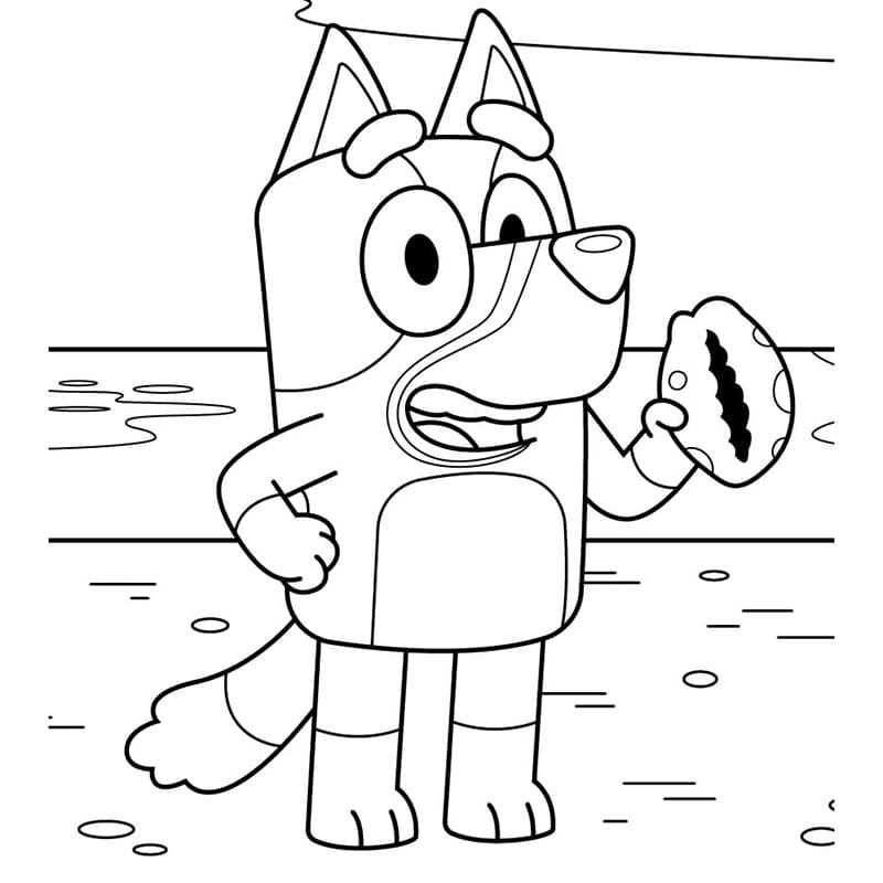 Deniz Kabuklu Bluey Boyama Sayfası