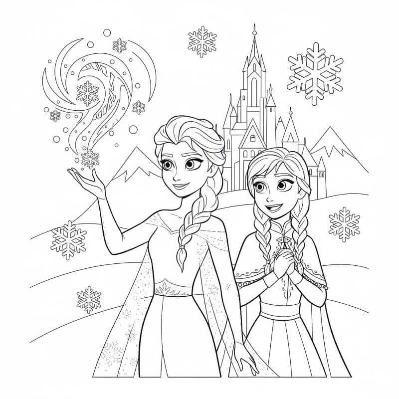 Disney Elsa ve Anna Boyama Sayfası