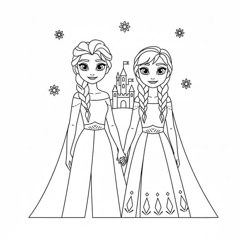 Disney’den Elsa ve Anna Boyama Sayfası