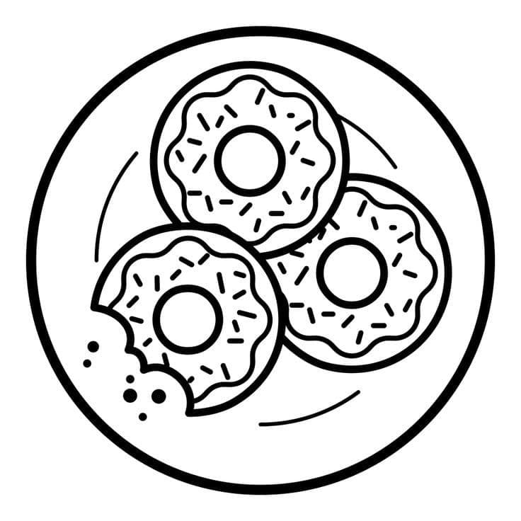 Donut Tabağı Boyama Sayfası