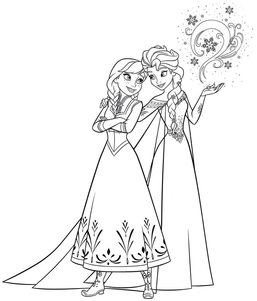 Elsa ve Anna Resim Boyama Sayfası