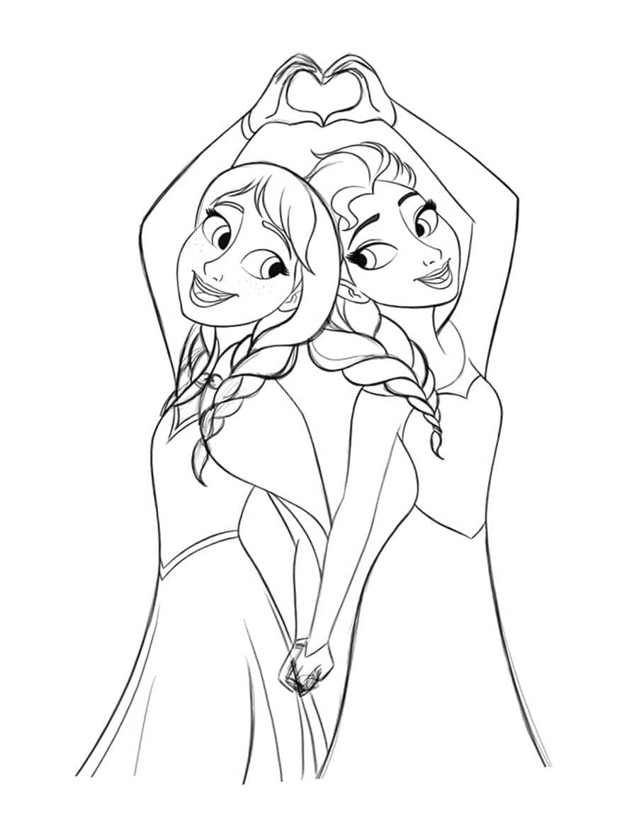 Elsa ve Anna Ücretsiz Resim Boyama Sayfası