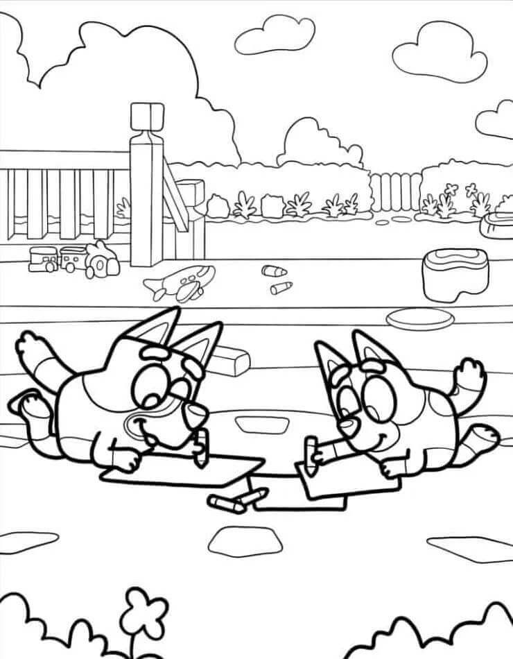 Evdeki Bluey Boyama Sayfası