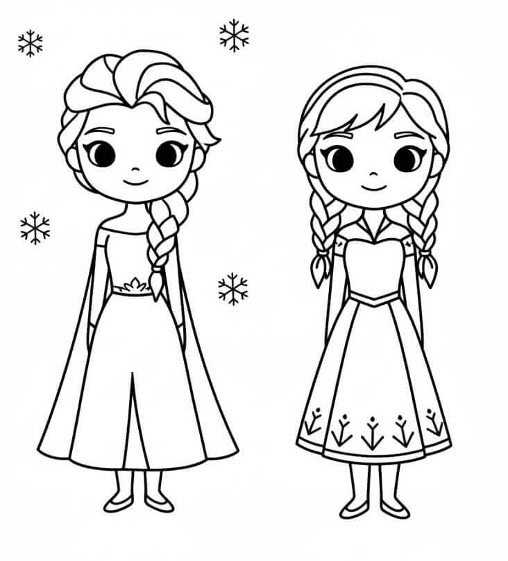 Frozen Elsa ve Anna Boyama Sayfası