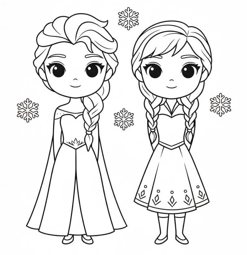 Frozen’dan Elsa ve Anna Boyama Sayfası