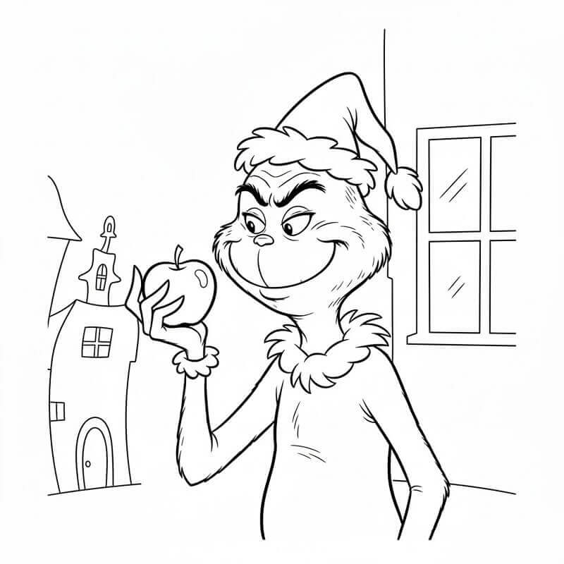 Grinch Elmalı Boyama Sayfası
