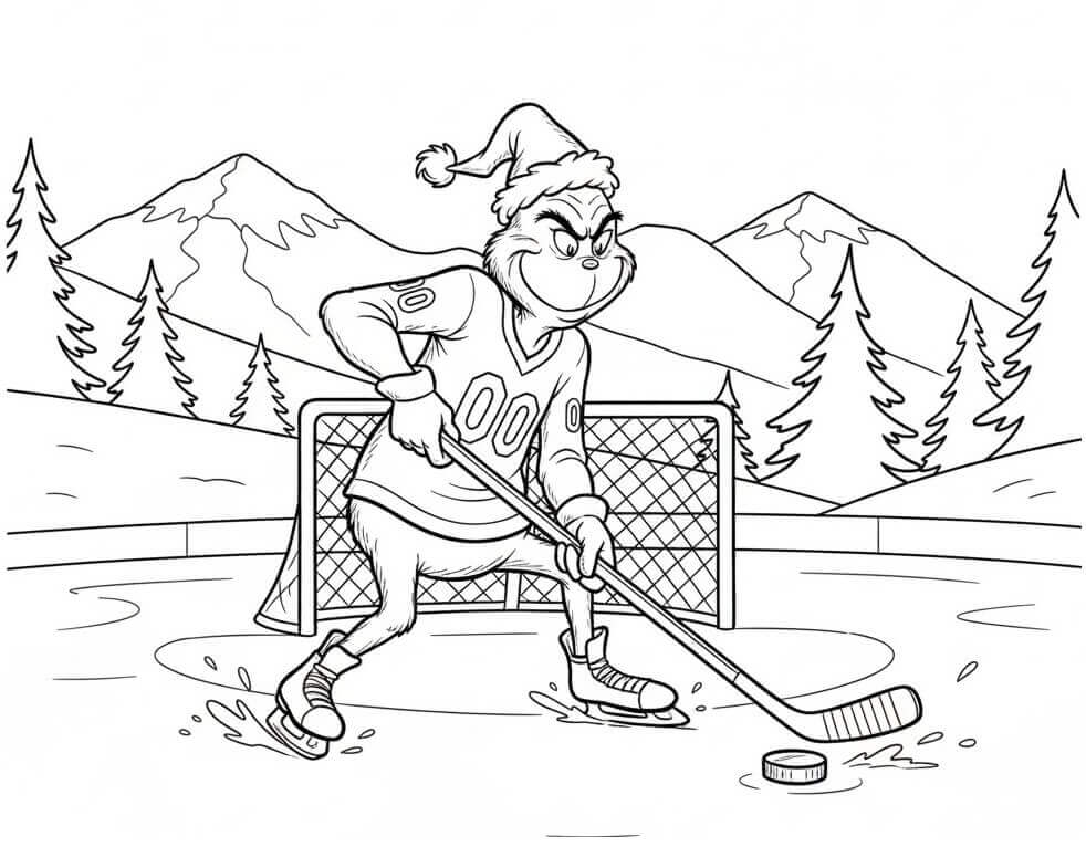 Grinch Hokey Oynuyor Boyama Sayfası