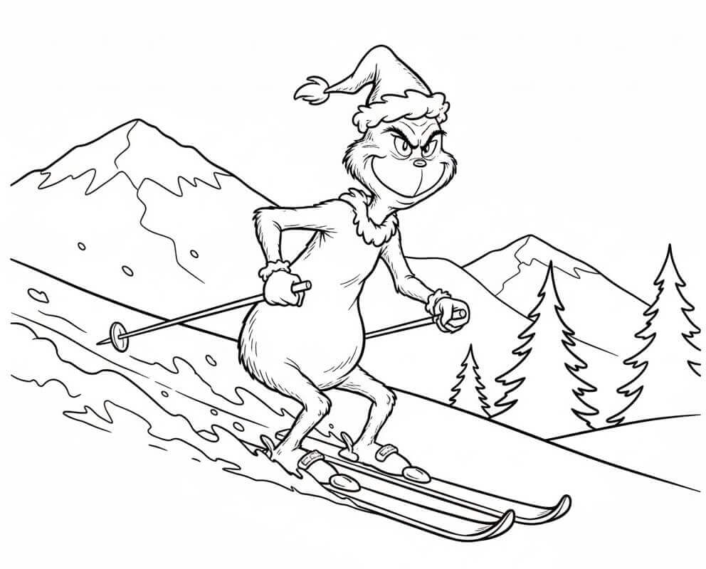 Grinch Kayak Yapıyor Boyama Sayfası