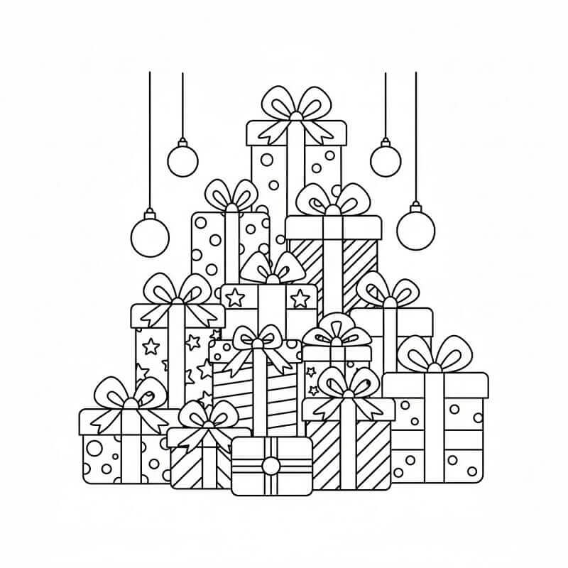 Güzel Noel Hediyeleri Boyama Sayfası