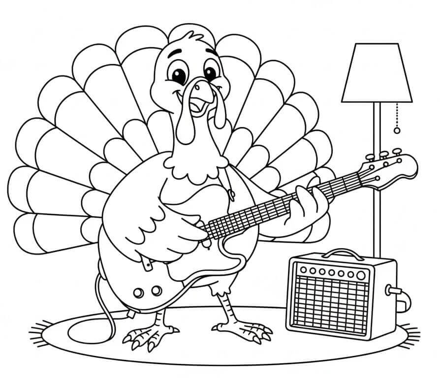 Hindi Gitar Çalıyor Boyama Sayfası