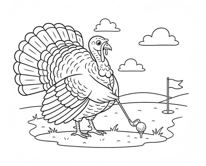 Hindi Golf Oynuyor Boyama Sayfası