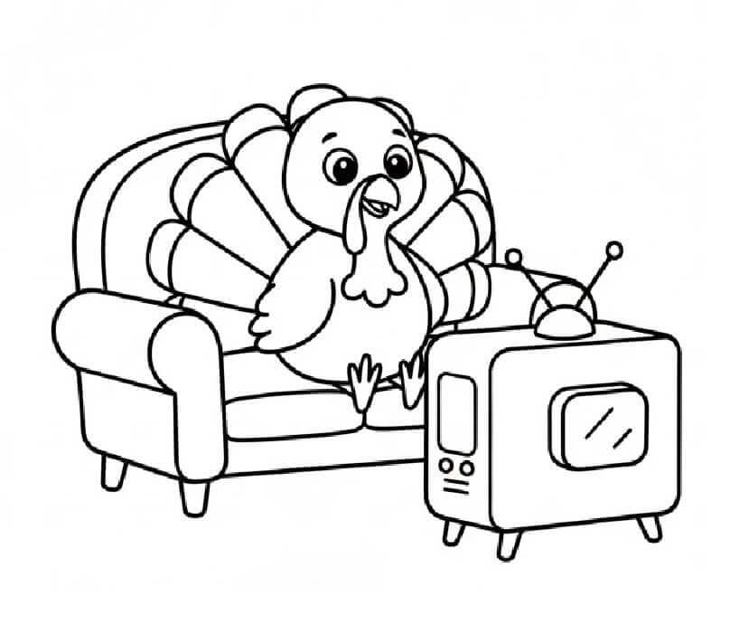 Hindi Televizyon İzliyor Boyama Sayfası