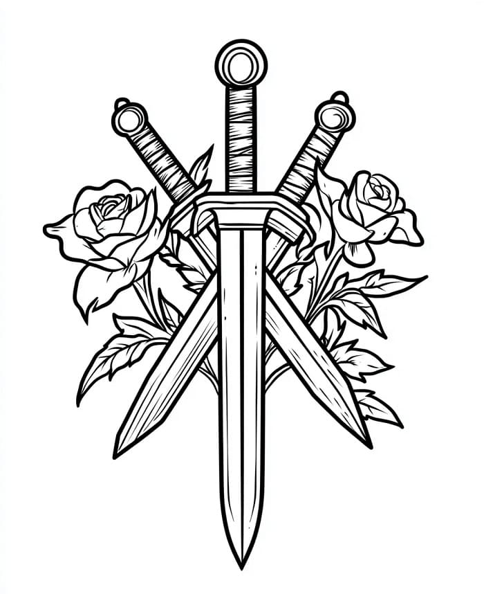 Kılıç Ücretsiz Boyama Sayfası