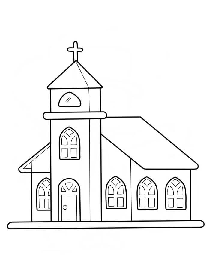 Kilise Yazdırılabilir Ücretsiz Boyama Sayfası