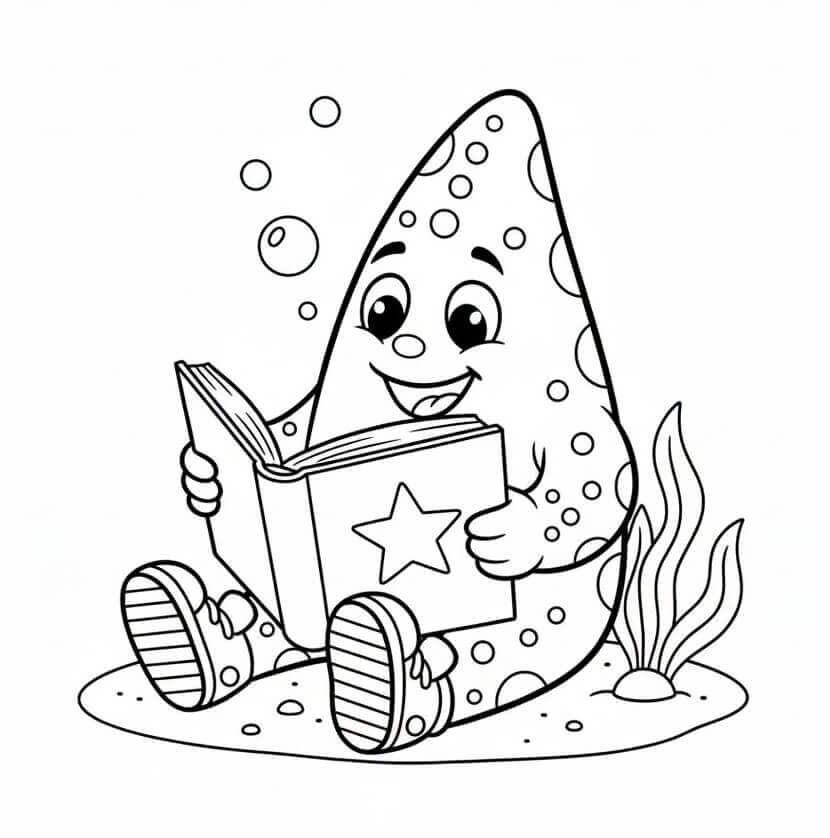 Kitap Okuyan Denizyıldızı Boyama Sayfası