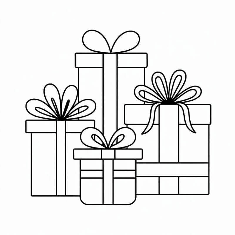 Kolay Noel Hediyeleri Boyama Sayfası