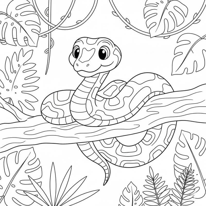 Kolay Yılan Boyama Sayfası