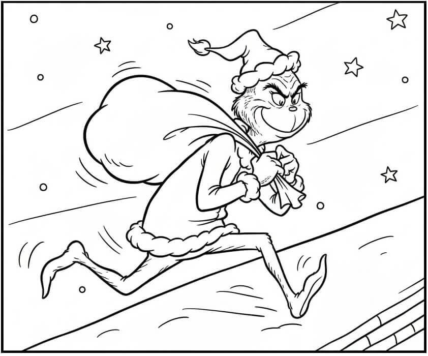 Koşan Grinch Boyama Sayfası