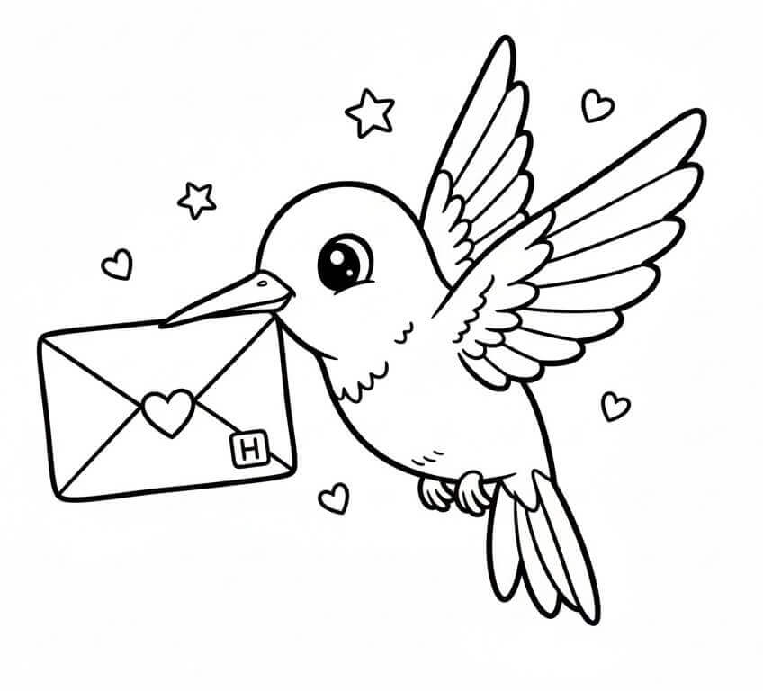 Mektuplu Sinekkuşu Boyama Sayfası