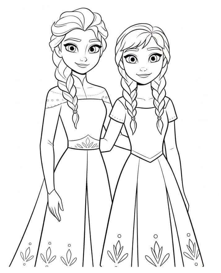 Elsa ve Anna Boyama Sayfaları