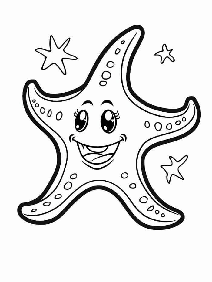 Mutlu Denizyıldızı Boyama Sayfası