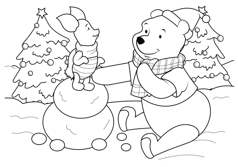 Piglet ve Pooh Disney Noel Boyama Sayfası