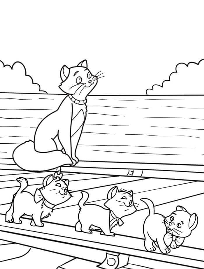 Sevimli Aristokediler Boyama Sayfası