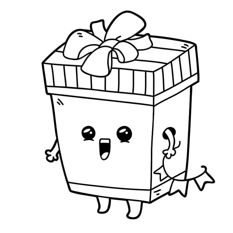 Sevimli Noel Paketi Boyama Sayfası