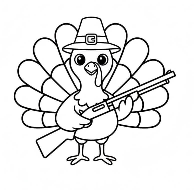 Silahlı Hindi Boyama Sayfası