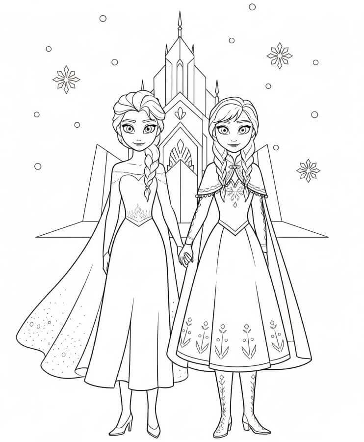 Şirin Elsa ve Anna Boyama Sayfası