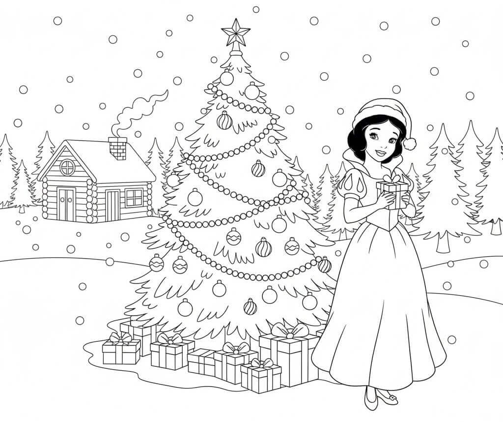 Snow White Noel'de Boyama Sayfası