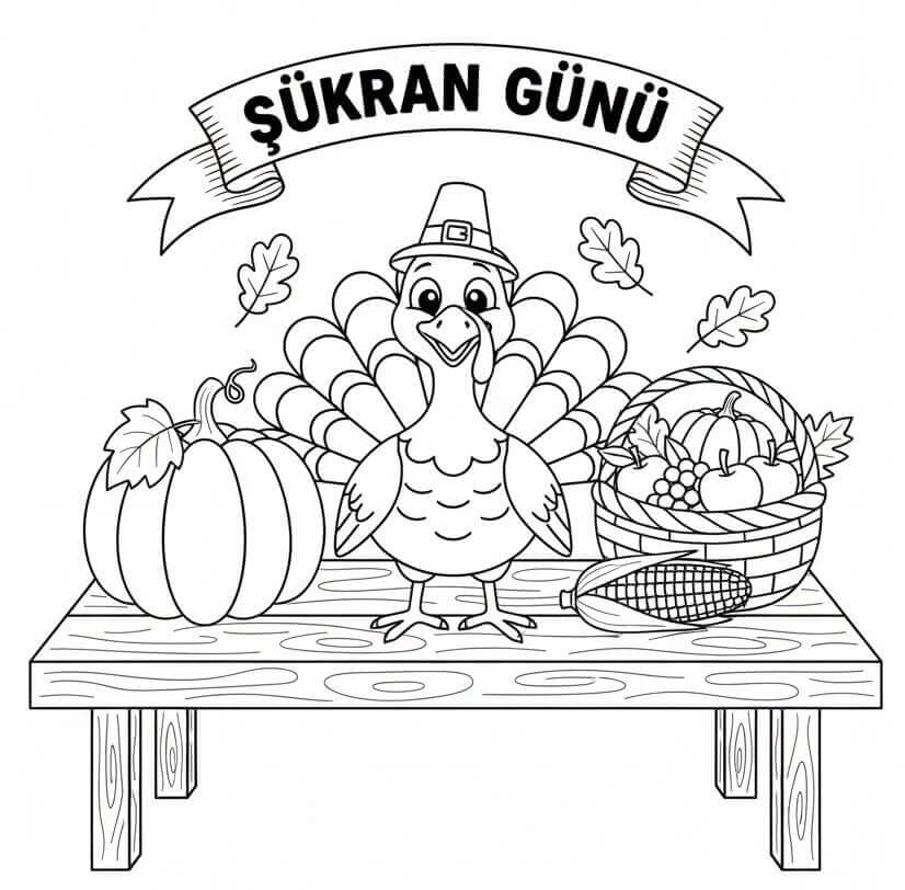 Şükran Tatili Boyama Sayfası