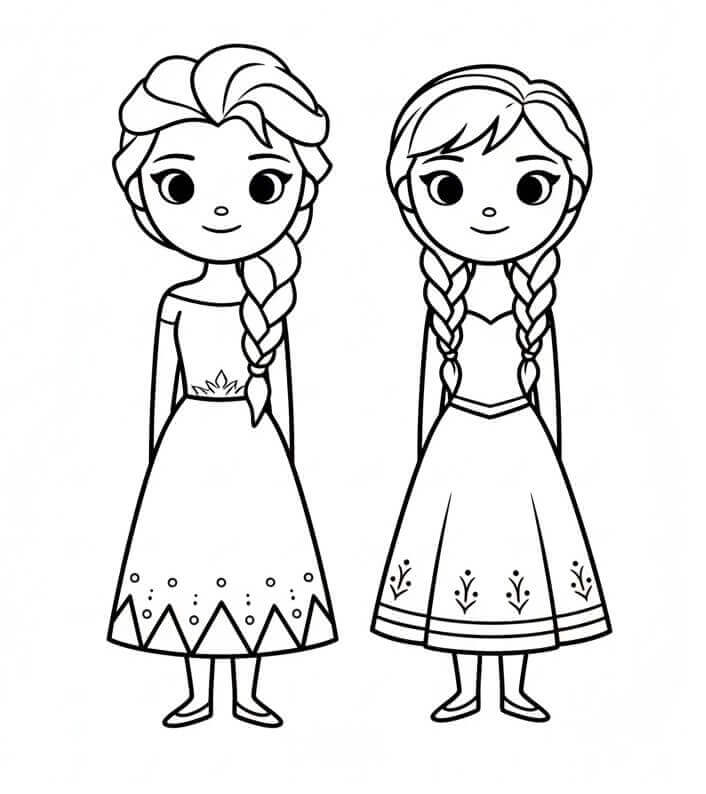 Temel Elsa ve Anna Boyama Sayfası