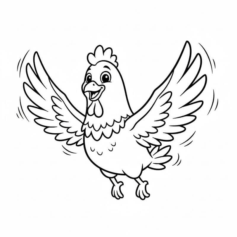 Uçan Tavuk Boyama Sayfası