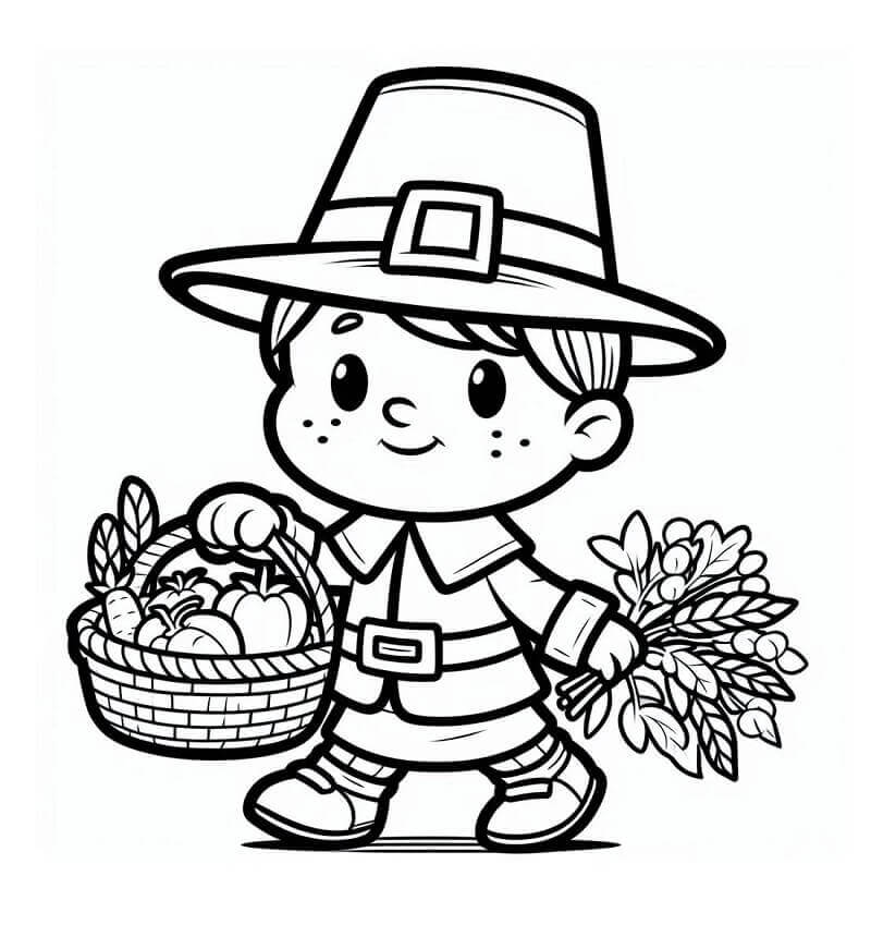 Ücretsiz Şükran Çocuklar İçin Boyama Sayfası