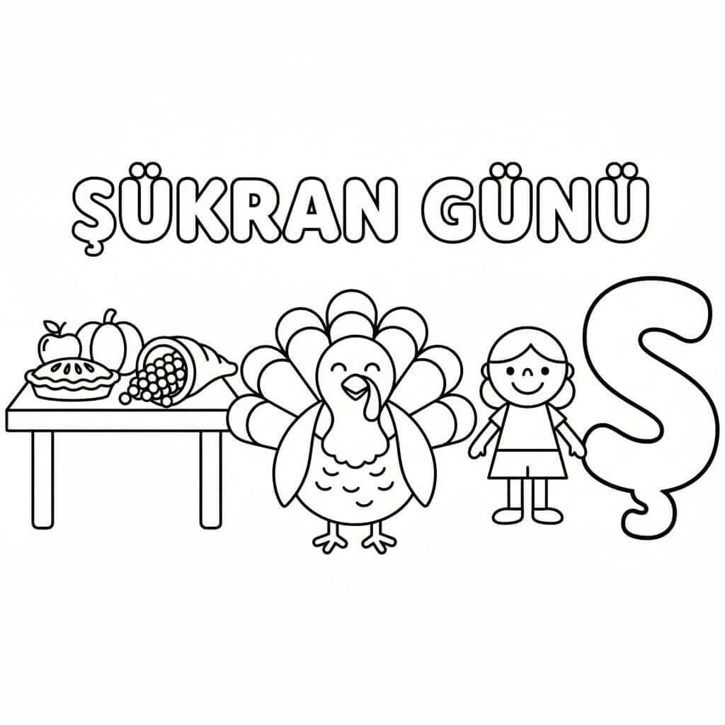 Ücretsiz Şükran Boyama Sayfası