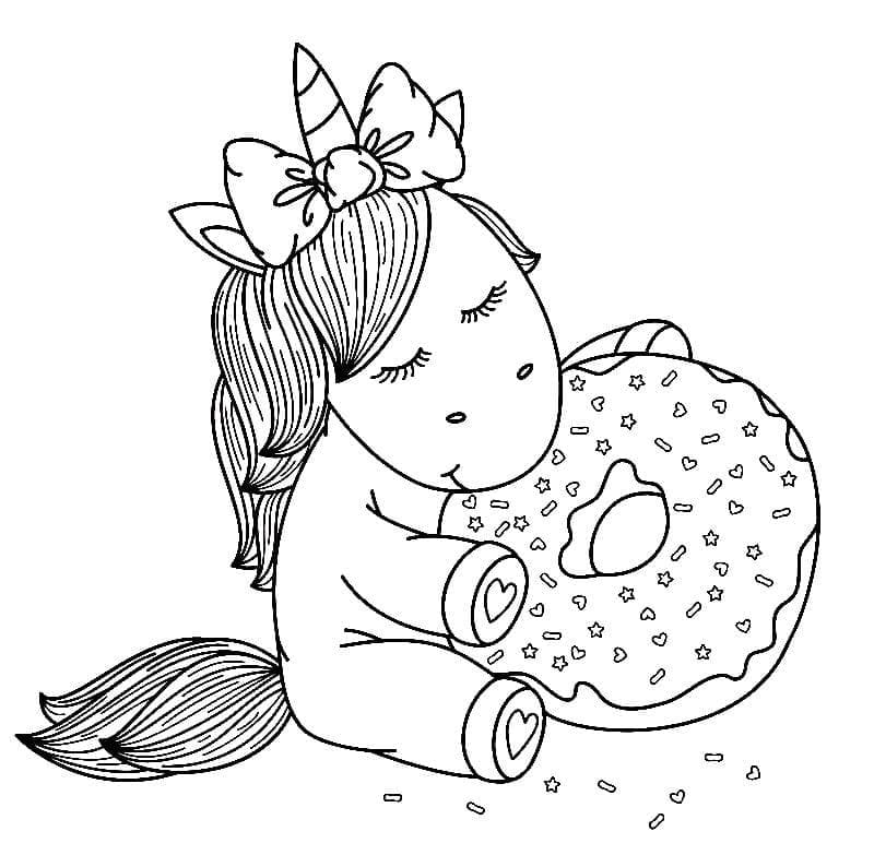 Unicorn Donutlu Boyama Sayfası