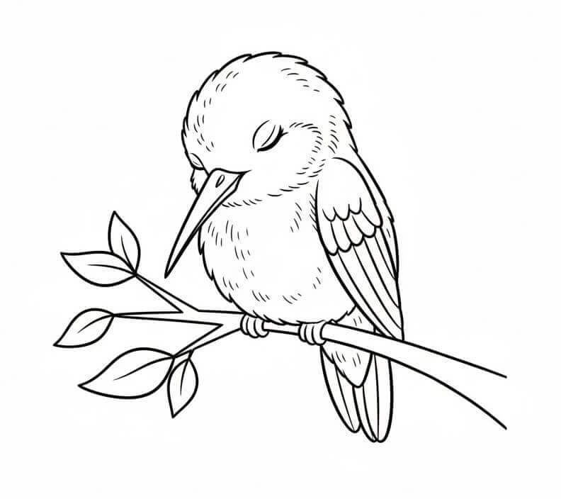 Uyuyan Sinekkuşu Boyama Sayfası