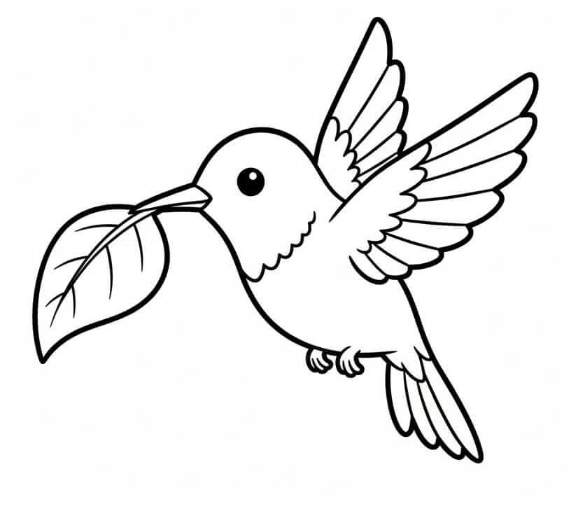 Yapraklı Sinekkuşu Boyama Sayfası