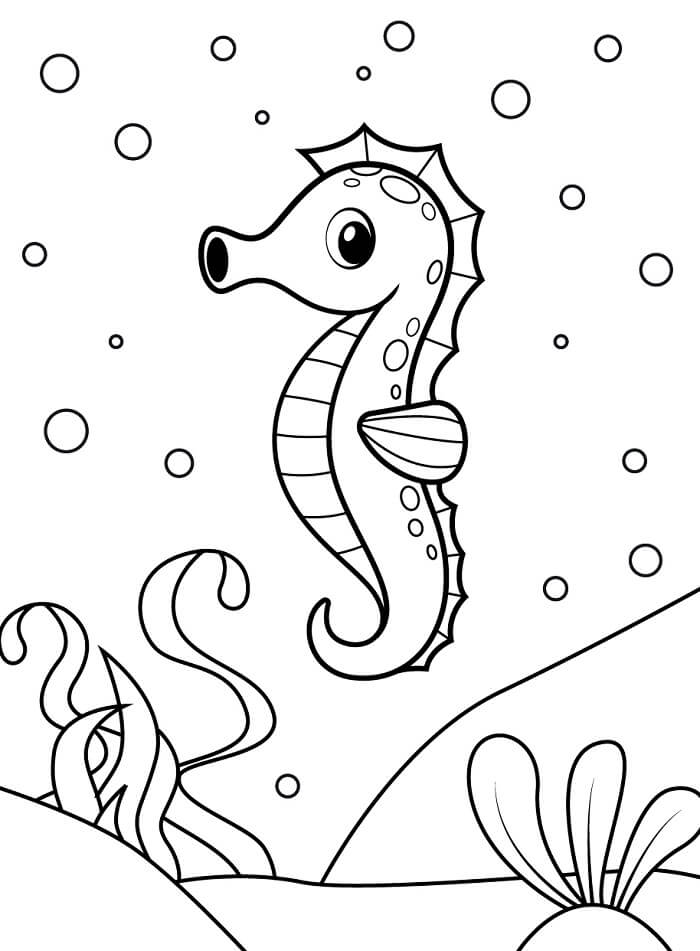 Yazdırılabilir Denizatı Çocuklar İçin Boyama Sayfası