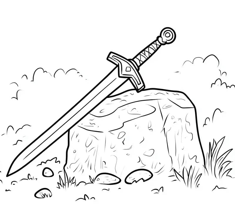 Yazdırılabilir Kılıç Boyama Sayfası