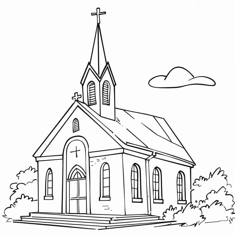 Yazdırılabilir Kilise Boyama Sayfası