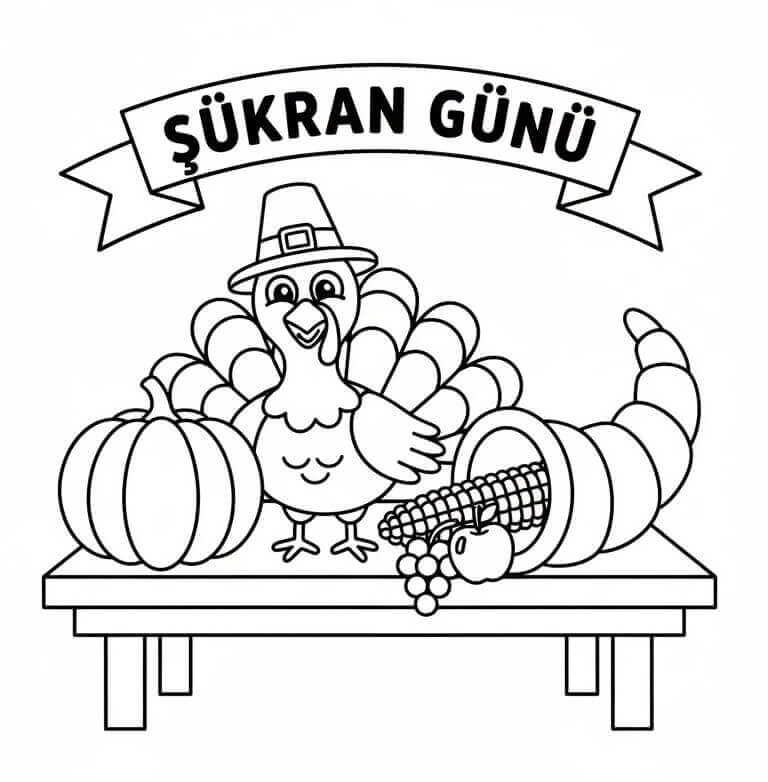 Yazdırılabilir Şükran Boyama Sayfası